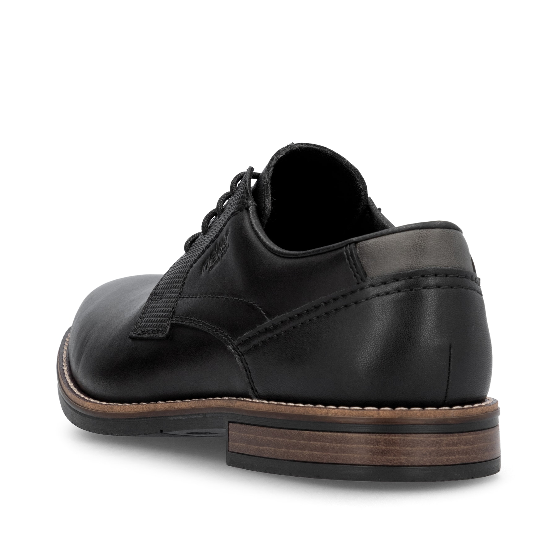 Schwarze Rieker Herren Schnürschuhe 13523-00 aus Glattleder. Schuh von hinten.