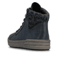 Dunkelblaue Rieker Damen Sneaker High X0709-14 aus Glattleder mit Reißverschluss. Schuh von hinten.
