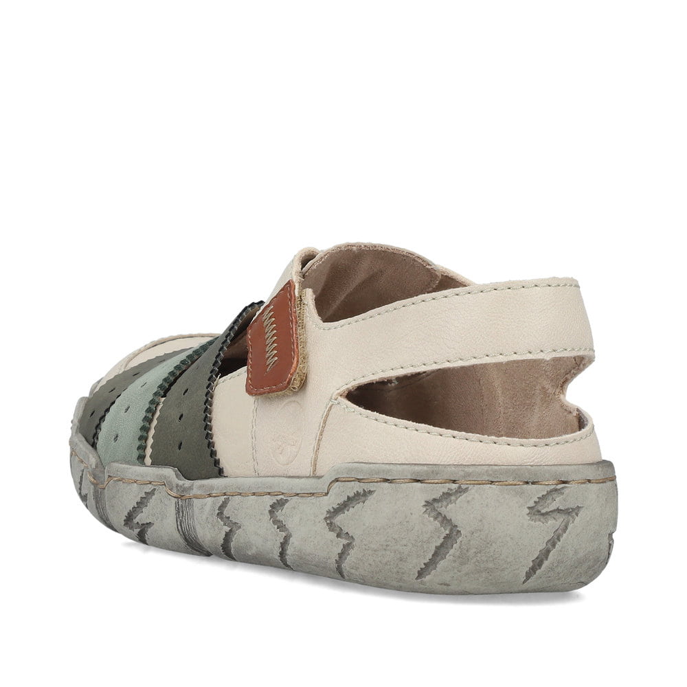 Escarpins Rieker beiges pour femme L0379-90 en cuir lisse. Chaussure vue de l'arrière.