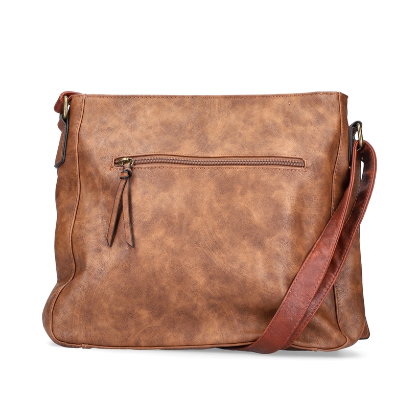 Sac à main Rieker H1340-22 marron avec fermeture éclair et poche pour téléphone portable. Verso.