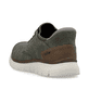 Grüne Rieker Herren Slipper B6658-52 mit Ready2GO Slip-in Feature sowie Gummizug. Schuh von hinten.