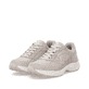 Beige Rieker Sport Damen Sneaker Low W4201-60. Schuhpaar seitlich schräg.