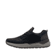 Mocassins Rieker bleus homme 06050-14 en cuir suédé avec bande élastique. Côté extérieur de la chaussure.