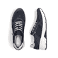 Blaue Rieker Damen Sneaker Low 48135-14 mit Reißverschluss sowie Komfortweite G. Schuh von oben, liegend.