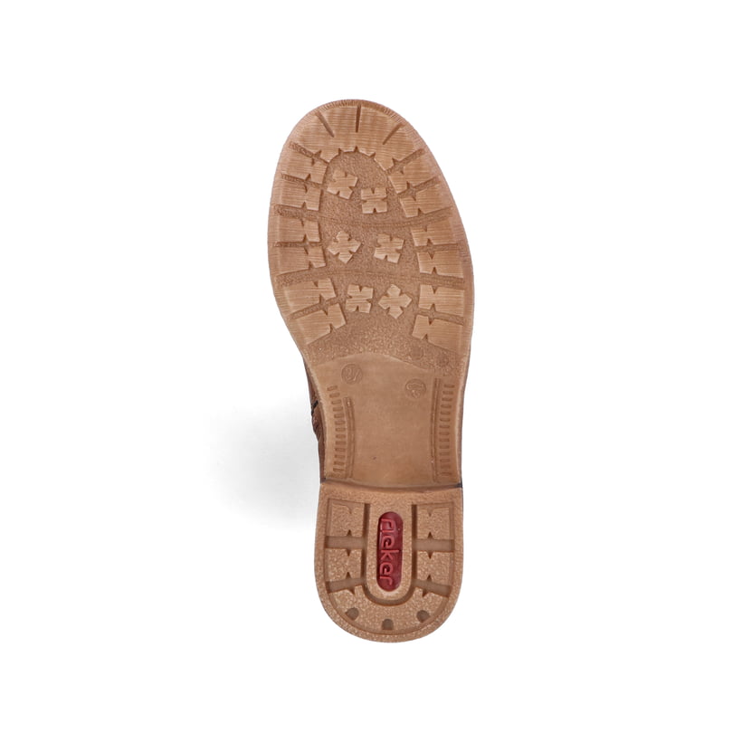 Braune Rieker Damen Hochschaftstiefel 94692-24 mit wasserabweisender TEX-Membran. Schuh Laufsohle.
