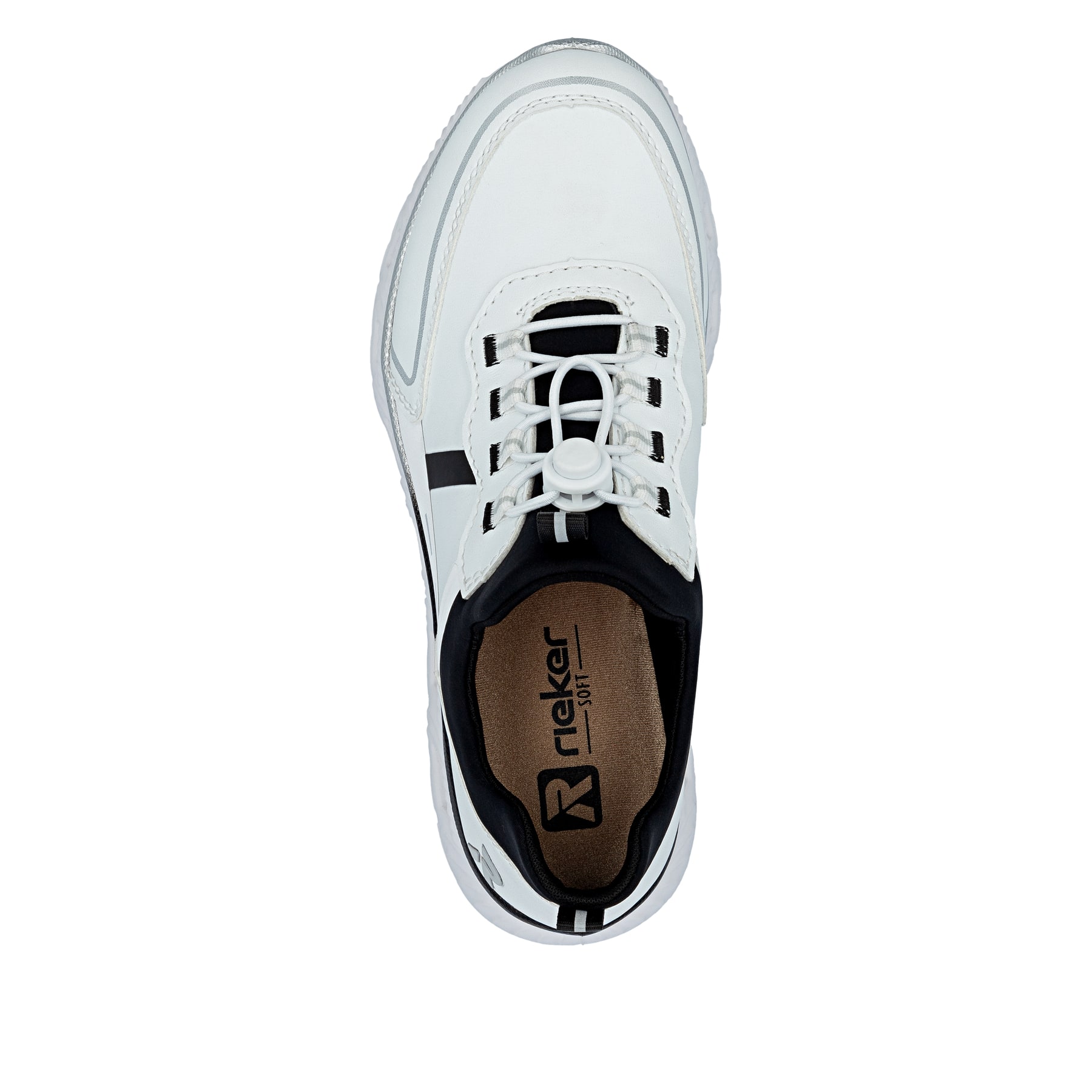 Baskets basses Rieker blanches végétaliennes pour femme M6062-80. Chaussure vue de dessus.