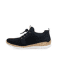 Chaussons Rieker bleus pour femme N4290-14 avec bande élastique. Côté extérieur de la chaussure.