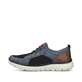 Blaue Rieker Herren Slipper B6660-14 mit einem Gummizug sowie Komfortweite G 1/2. Schuh Außenseite.