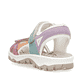Mehrfarbige Rieker Damen Trekkingsandalen 68866-92 mit einem Klettverschluss. Schuh von hinten.