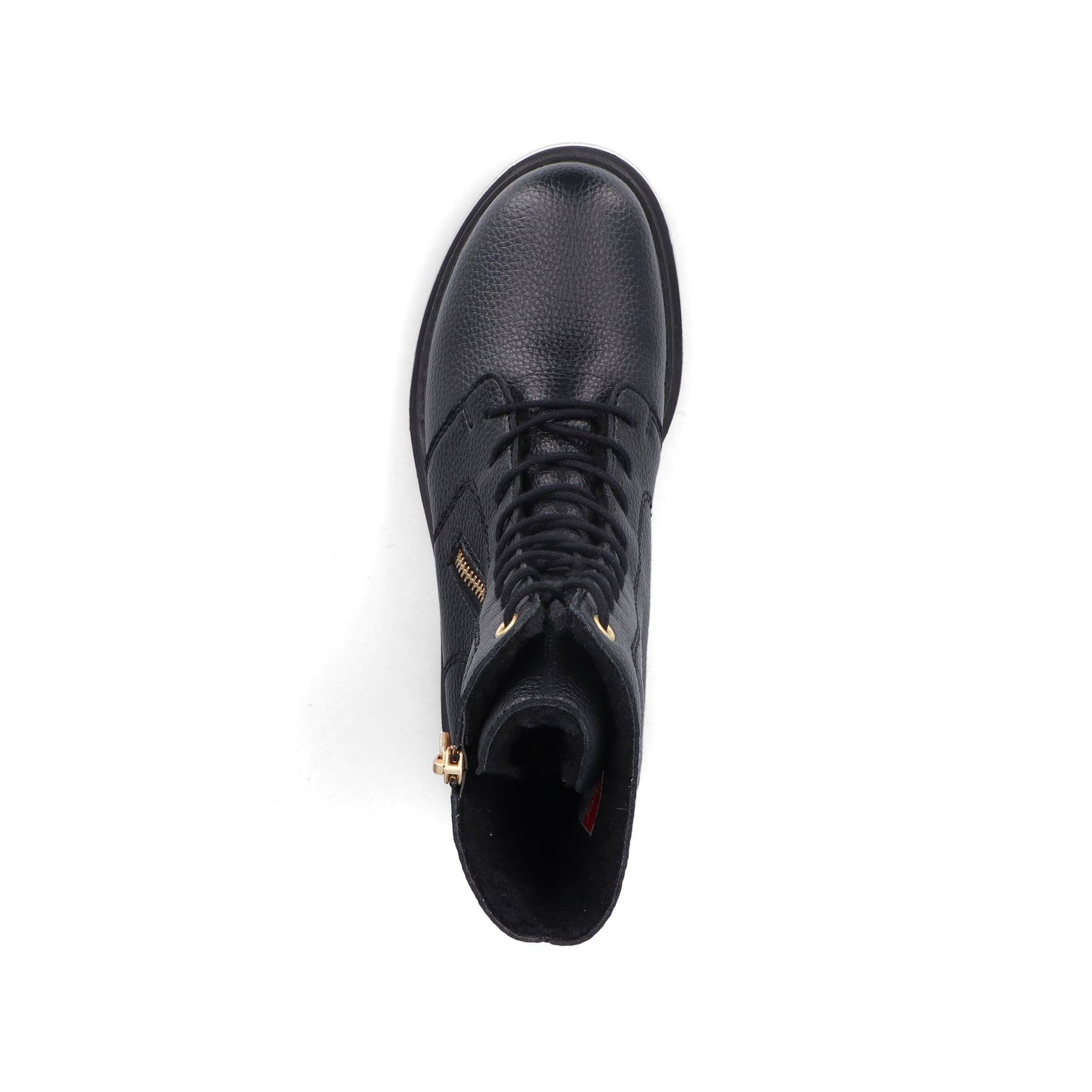 Biker Boots Rieker noires pour femme 72640-00 avec fermeture éclair. Semelle extérieure de la chaussure.