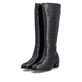 Schwarze Rieker Damen Hochschaftstiefel 73955-00 aus Glattleder. Schuhpaar seitlich schräg.