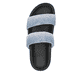 Blaue vegane Rieker Damen Pantoletten W1451-14 mit einer ultraleichten Sohle. Schuh von oben.