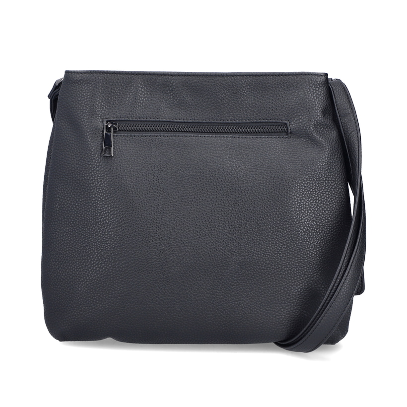 Sac bandoulière Rieker H1005-02 en noir avec fermeture éclair et pendentif en forme de cÅ“ur. Côté gauche.