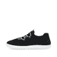 Schwarze vegane Rieker Damen Slipper 52854-00, Barfußschuhe mit einem Gummizug. Schuh Außenseite.