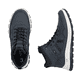 Dunkelblau-schwarze Rieker Herren Schnürstiefel B8120-14 mit Reißverschluss. Schuh von oben, liegend.