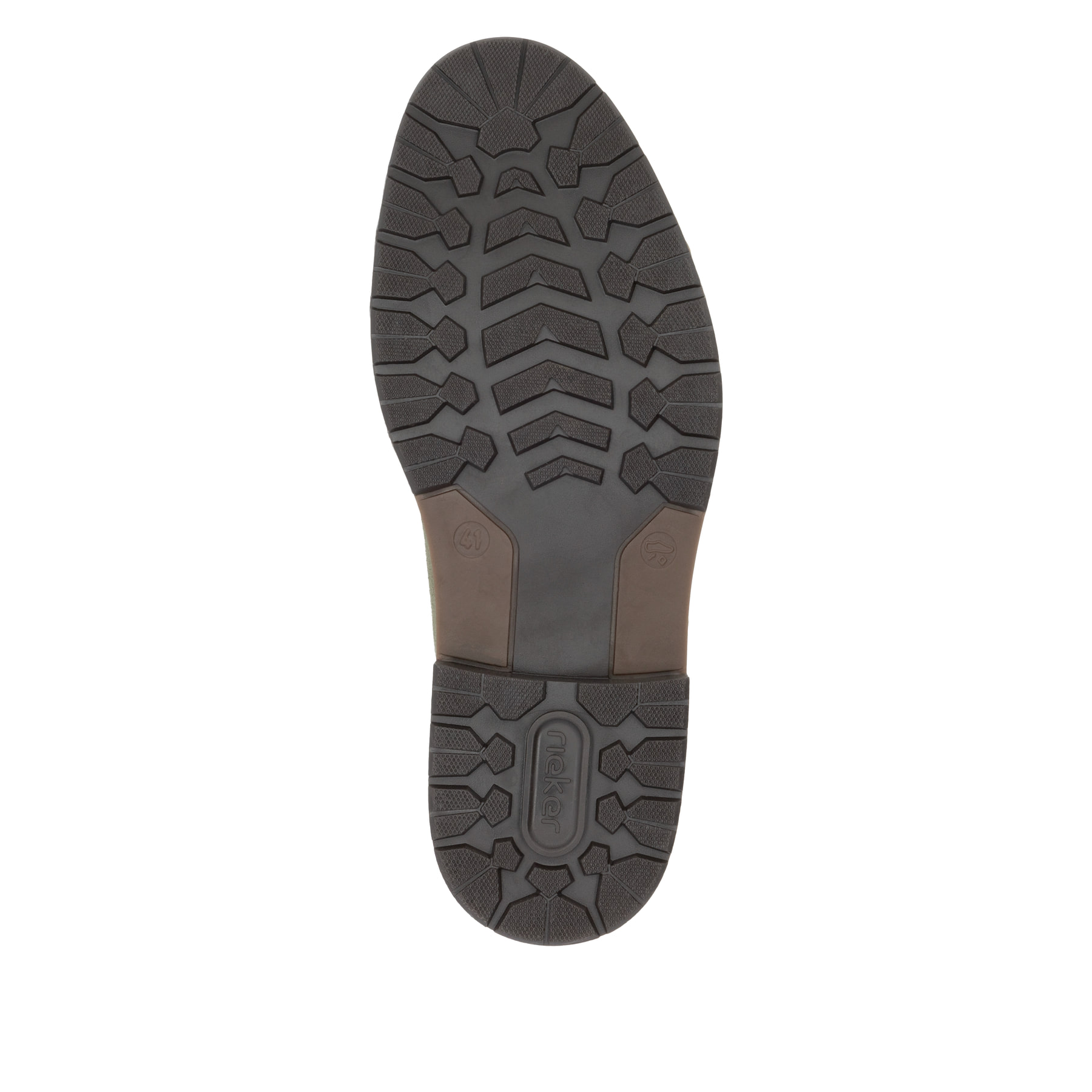 Chaussures à lacets Rieker vertes pour homme 13700-54 avec largeur G 1/2. Semelle extérieure de la chaussure.