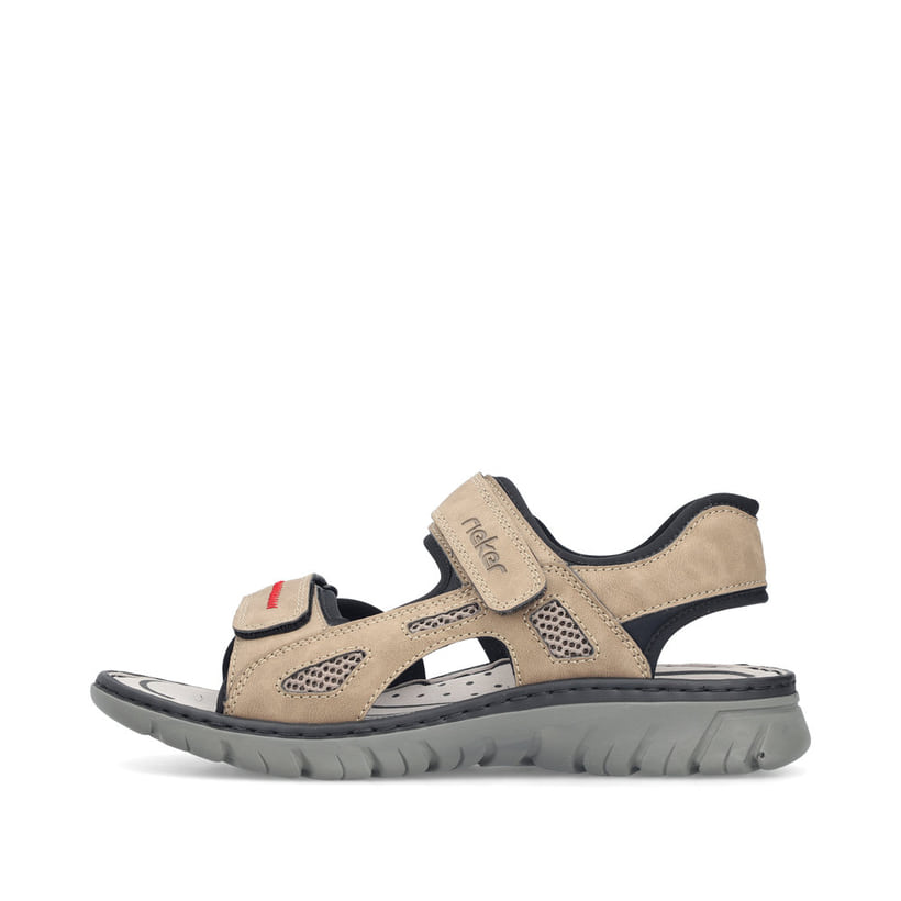Beige Rieker Herren Trekkingsandalen 26761-65 mit einem Klettverschluss. Schuh Außenseite.