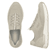 Beige vegane Rieker Damen Sneaker Low 58953-64 mit einem Gummizug. Schuh von oben, liegend.