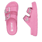 Rosane Rieker Damen Pantoletten P2180-34 mit Schnallen sowie ultraleichter Sohle. Schuh von oben, liegend.