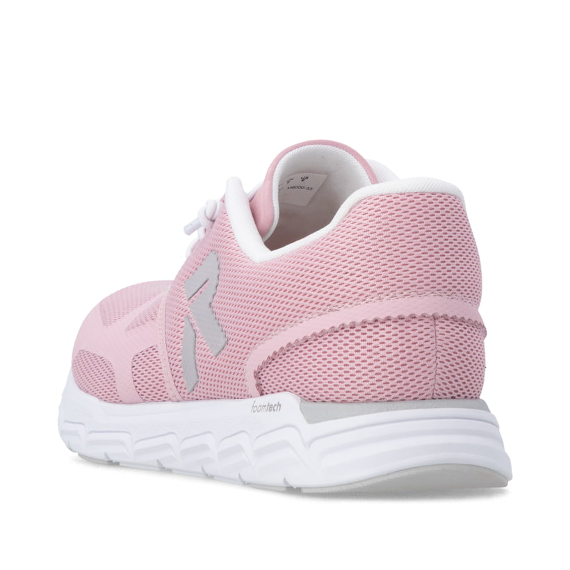 Rosa Rieker Sport Damen Sneaker Low M9000-33. Schuh von hinten.