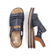 Blaue Rieker Keilsandaletten 62962-14 mit modischen Raffungen sowie Gummizug. Schuh von oben, liegend.