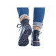 
Tiefschwarze Rieker Damen Schnürstiefel 72630-00 mit Schnürung und Reißverschluss. Schuh am Fuß