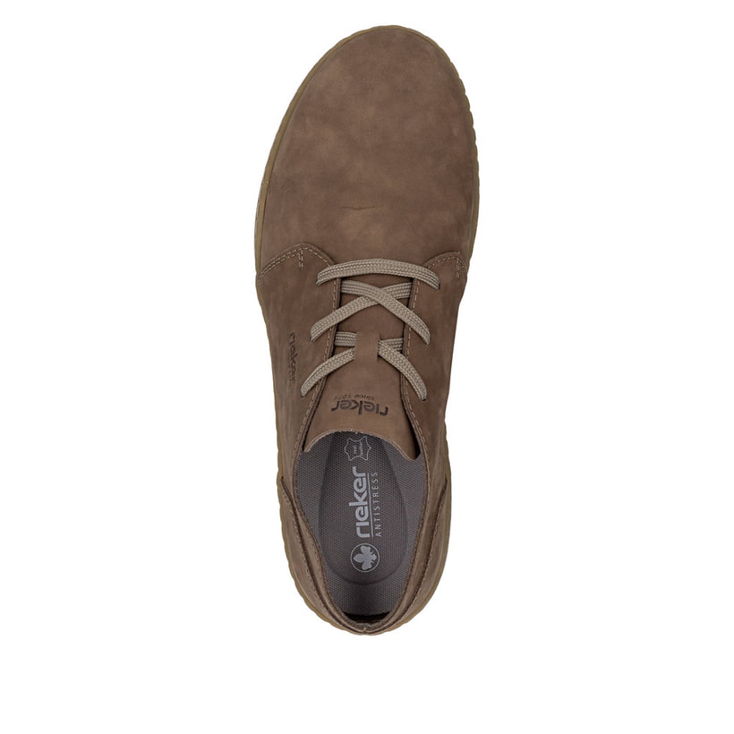 Braune Rieker Herren Schnürstiefel 08301-24 aus Glattleder, Barfußschuhe. Schuh von oben.
