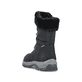 
Nachtschwarze Rieker Damen Schnürstiefel M9683-00 mit Gummizug sowie einer Profilsohle. Schuh von hinten