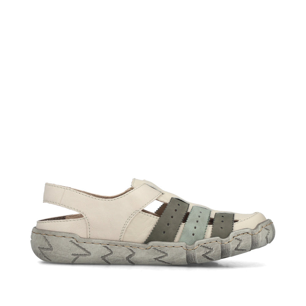Escarpins Rieker beiges pour femme L0379-90 en cuir lisse. Côté intérieur de la chaussure.