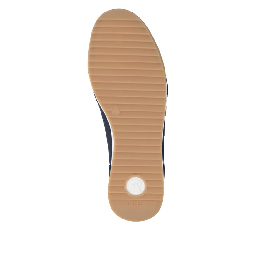 Baskets basses Rieker bleues pour homme U4000-14 avec lacets. Semelle extérieure de la chaussure.