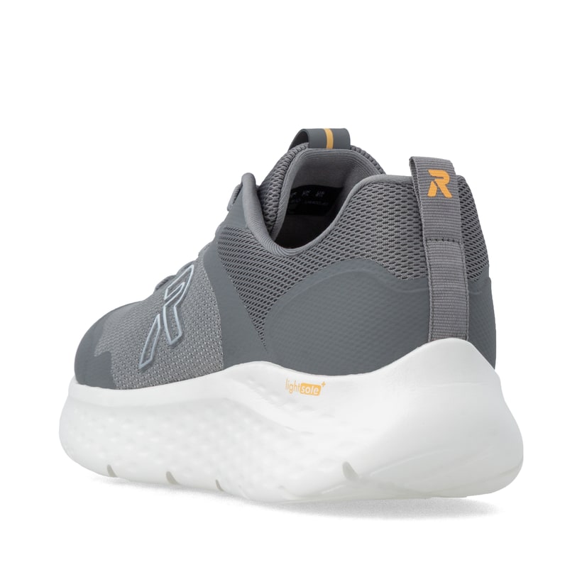 Graue Rieker Sport Herren Sneaker Low U4400-40. Schuh von hinten.