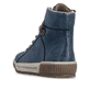 Dunkelblaue Rieker Damen Kurzstiefel N0730-14 mit einem Reißverschluss. Schuh von hinten.