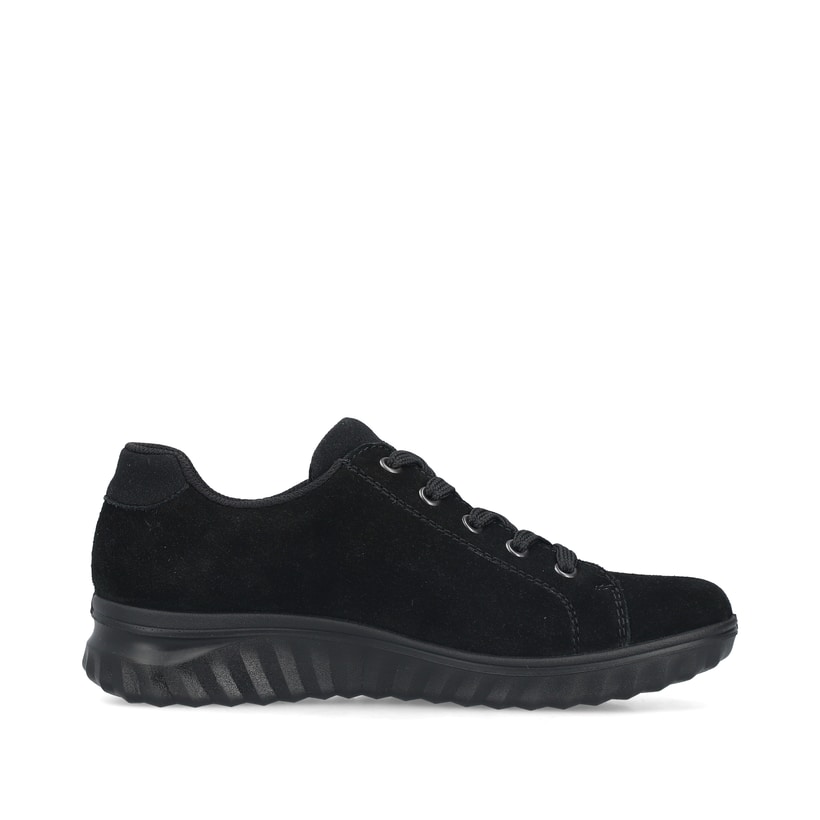 Schwarze Rieker Damen Schnürschuhe 59000-00 mit wasserabweisender TEX-Membran. Schuh Innenseite.