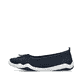 Blaue vegane Rieker Ballerinas 45250-14, Barfußschuhe mit dekorativer Schleife. Schuh Außenseite.