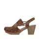 Braune Rieker Slingpumps 66775-24 aus Rauleder mit handgestickten Nähten. Schuh Außenseite.