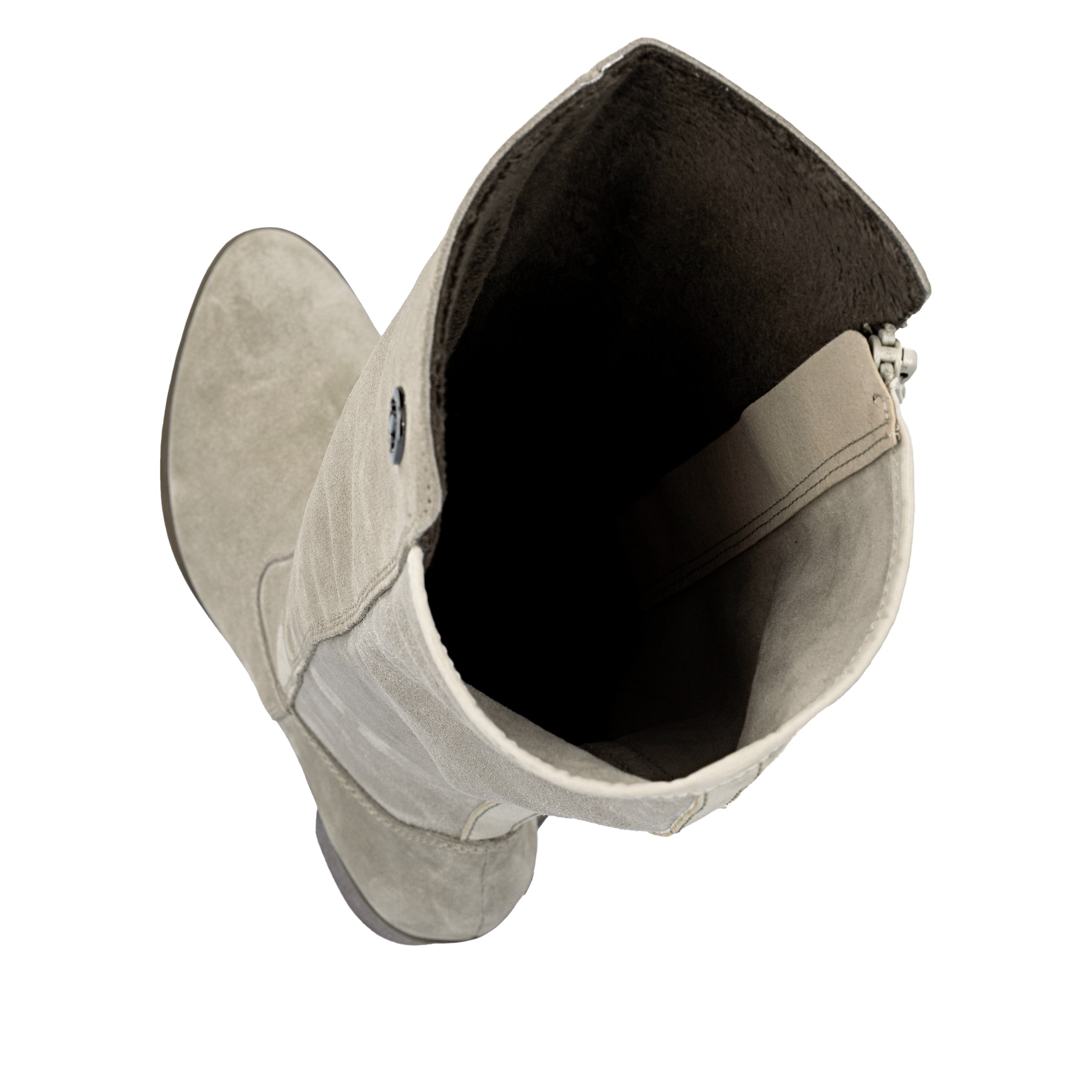 Beige Rieker Damen Hochschaftstiefel Y2050-60 mit einem Reißverschluss. Schuh von oben, liegend.