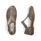 Grüne Rieker Damen Riemchensandalen M1688-54 mit einem Klettverschluss. Schuh von oben, liegend.
