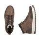 Braune Rieker Herren Schnürstiefel 38504-25 mit wasserabweisender TEX-Membran. Schuh von oben, liegend.