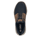 Dunkelblau-schwarze Rieker Herren Slipper B1850-14 mit lightsole+ sowie Gummizug. Schuh von oben.