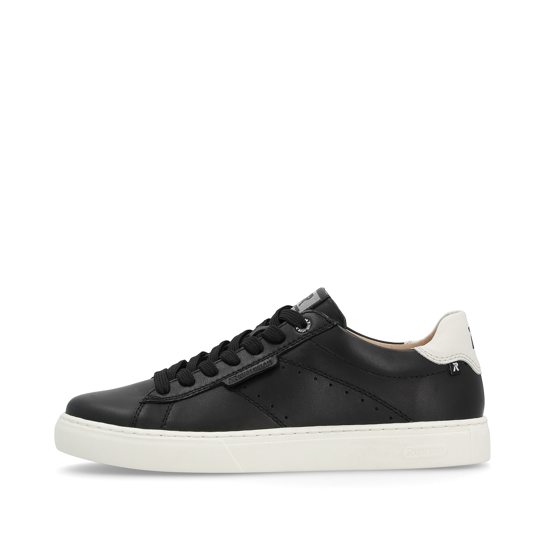 Schwarze Rieker Herren Sneaker Low U0704-00 mit TR-Sohle mit leichtem EVA-Inlet. Schuh Außenseite.