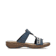 Blaue Rieker Damen Pantoletten 628M6-14 mit modischen Flechtelementen. Schuh Innenseite.