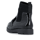 Schwarze Rieker Damen Kurzstiefel 45573-00 mit Schmuckelementen sowie Gummizug. Schuh von hinten.