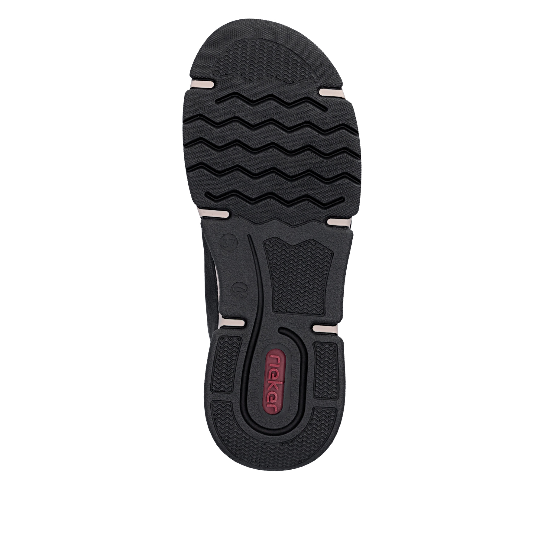 Schwarze Rieker Damen Schnürstiefel 45920-01 mit markanter Anflechter-Naht. Schuh Laufsohle.
