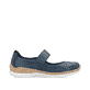 Blaue Rieker Ballerinas N4299-14 in Löcheroptik mit einem Klettverschluss. Schuh Innenseite.