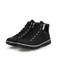 Schwarze Rieker Damen Schnürstiefel Z4263-00 mit wasserabweisender TEX-Membran. Schuhpaar seitlich schräg.