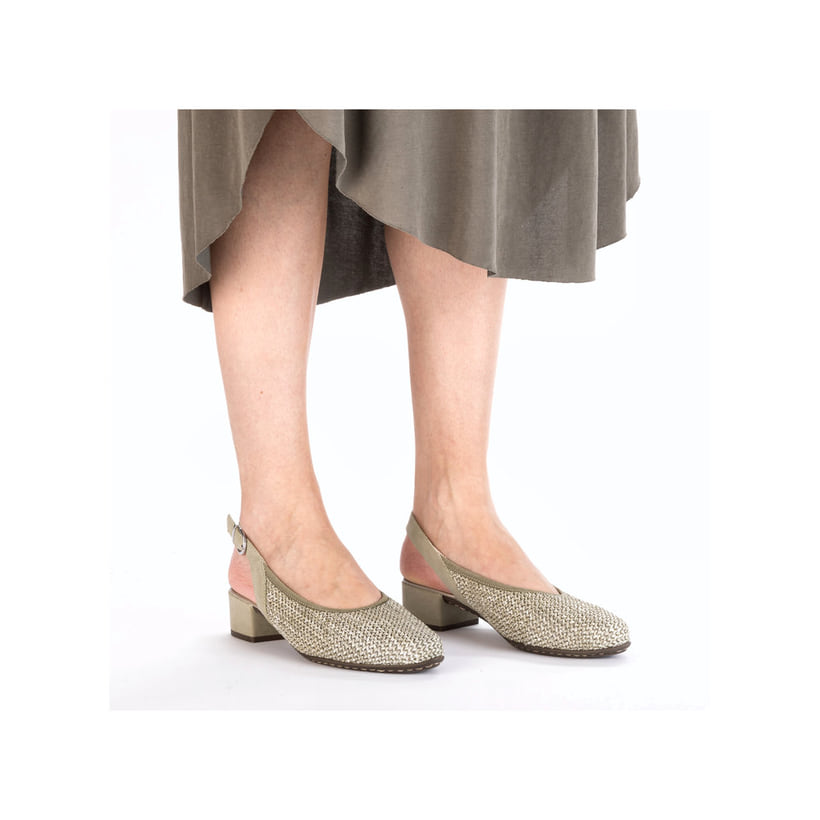 Escarpins à bride Rieker verts pour femme 47060-52 avec boucle. Chaussure au pied.