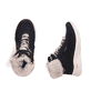 Vegane, schwarze Rieker Damen Sneaker High M8510-00 mit weichem Kragen. Schuh von oben, liegend.