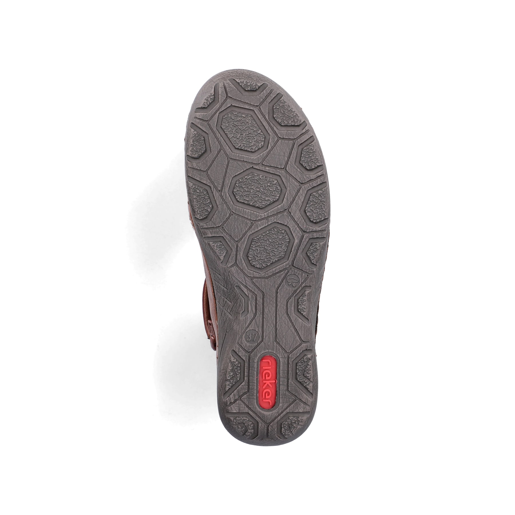 Zimtfarbene Rieker Damen Kurzstiefel 72581-21 mit farbenfrohen Details. Schuh Laufsohle.