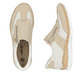 Chaussons Rieker beiges pour femme N42G5-60 avec option slip-in facile. Chaussure vue de dessus, couchée.