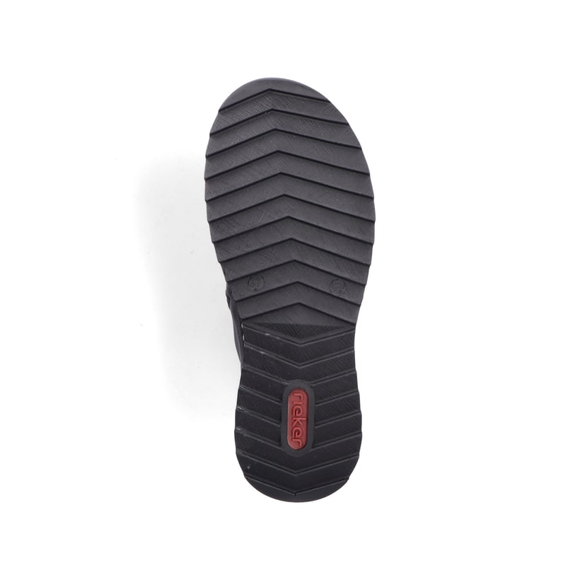 Schwarze Rieker Damen Schnürstiefel 51553-00 mit einem Reißverschluss. Schuh Laufsohle.